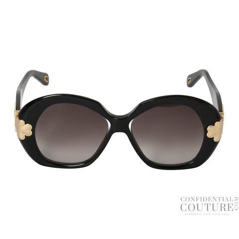 Havana Goldtone Metal Black Oversized Round Venus Sunglasses - CE743S