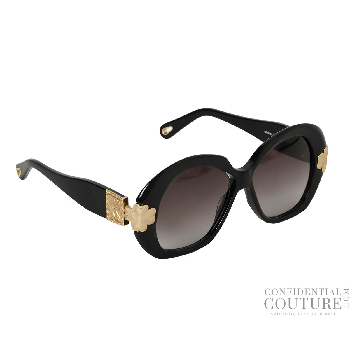 Havana Goldtone Metal Black Oversized Round Venus Sunglasses - CE743S