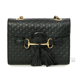 Black Microguccissima Mini Emily Crossbody Bag