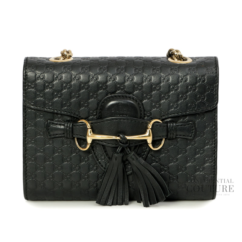 Black Microguccissima Mini Emily Crossbody Bag