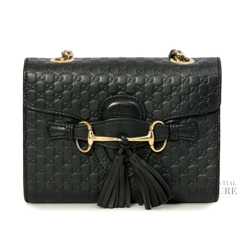 Black Microguccissima Mini Emily Crossbody Bag