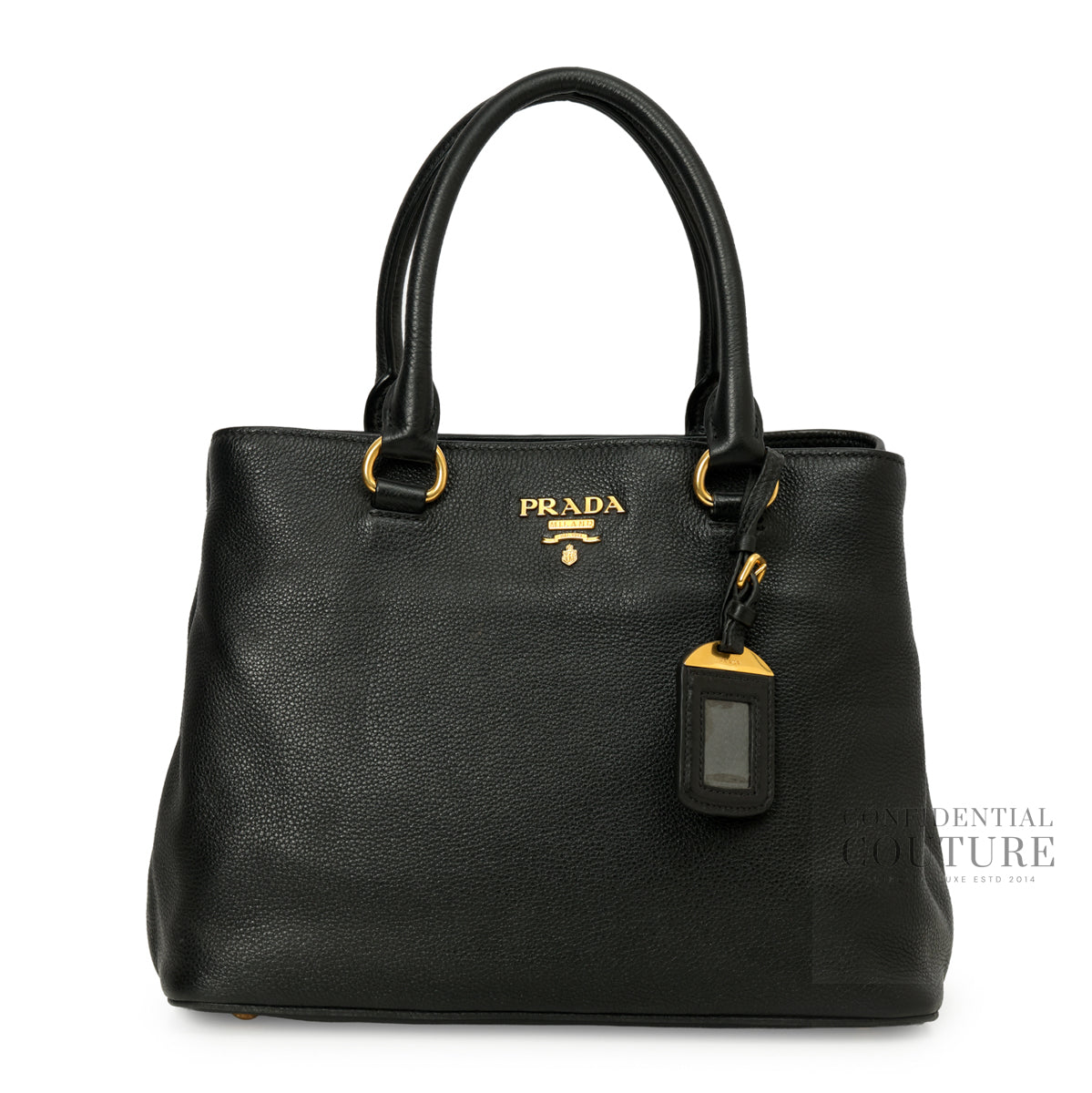 Black Vitello Daino Leather Open Tote
