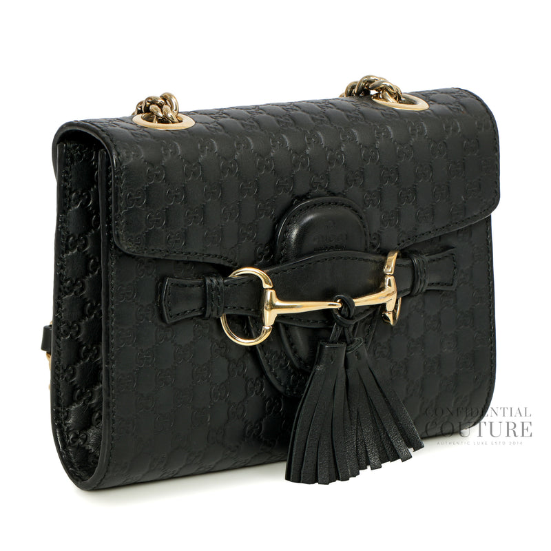 Black Microguccissima Mini Emily Crossbody Bag