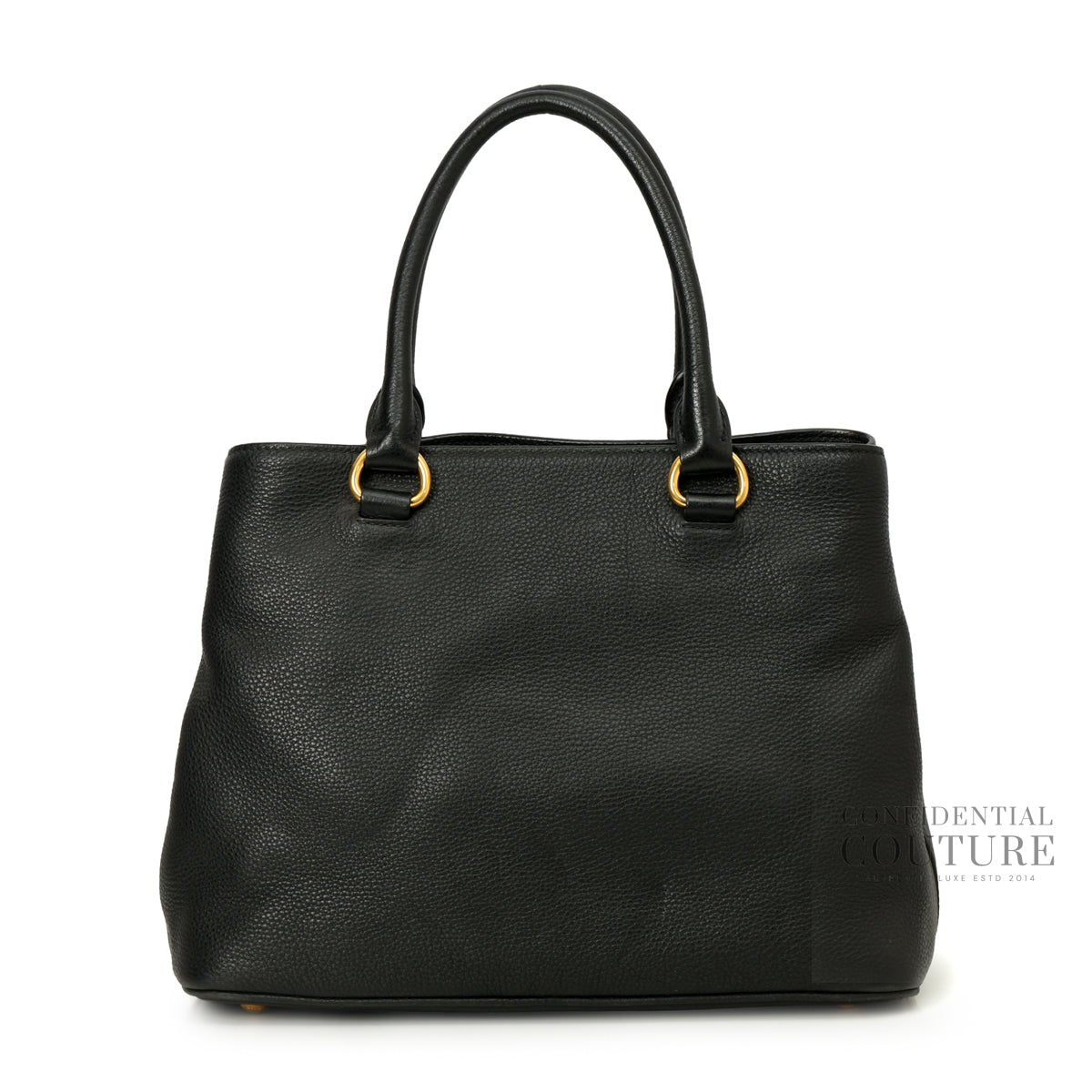 Black Vitello Daino Leather Open Tote