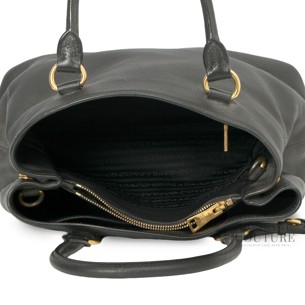 Black Vitello Daino Leather Open Tote