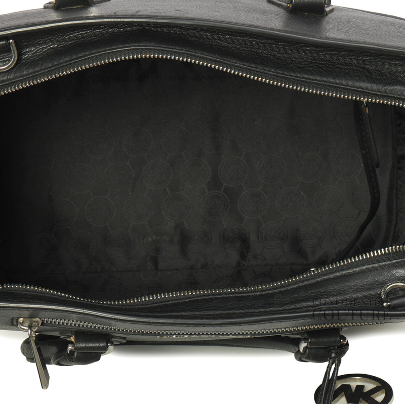 Carine Satchel with Detachable Strap in Black Leather Bag
