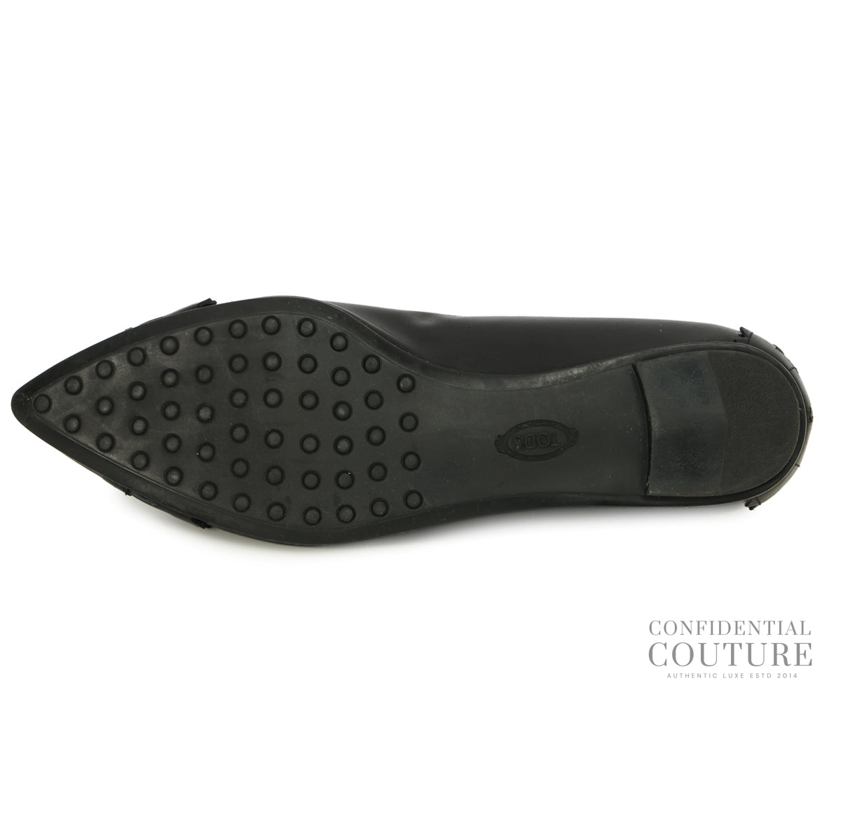 Black Leather Pointed Toe Ballet Flats | EU 37
