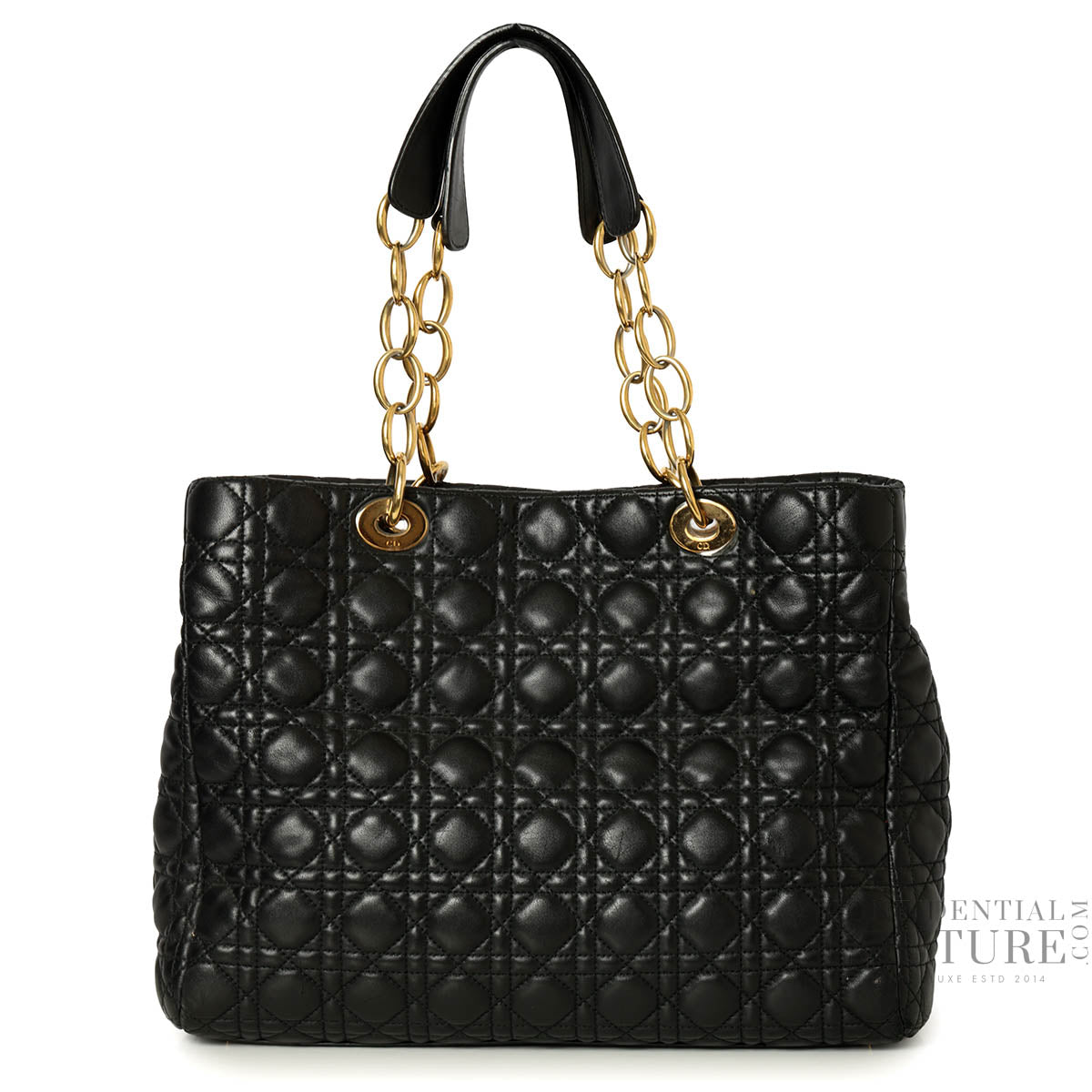 Black Cannage Quilted Lambskin Leather Dior Soft Shopping Tote Bag