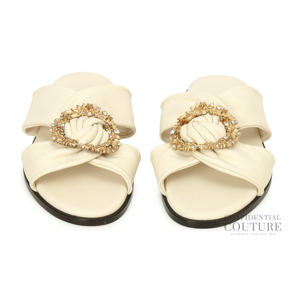 white Crystal Ring Embellished Slides | EU 37