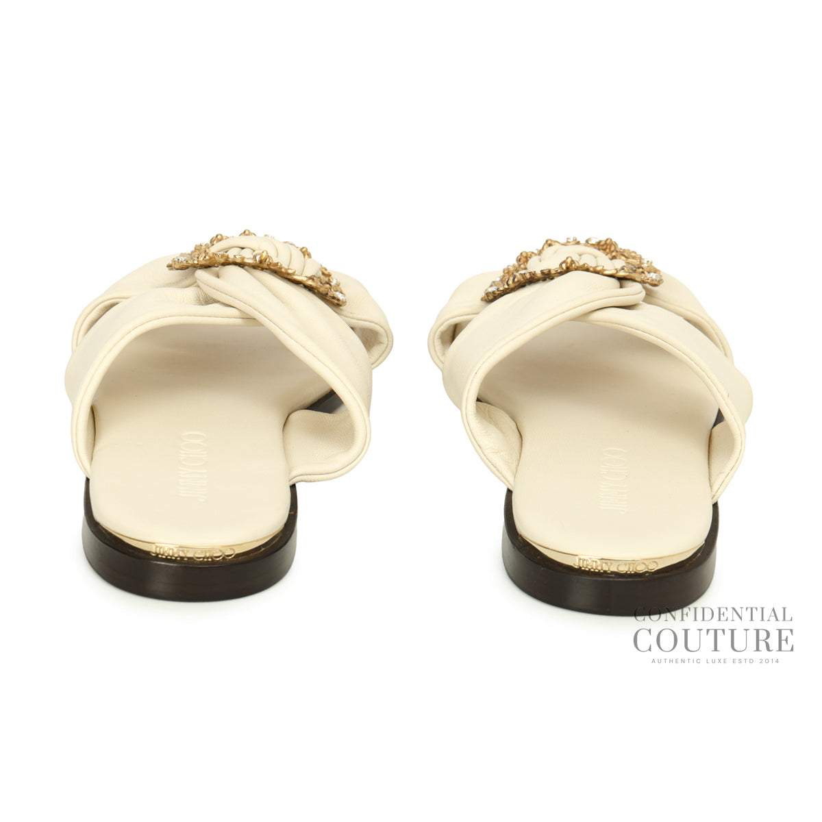 white Crystal Ring Embellished Slides | EU 37