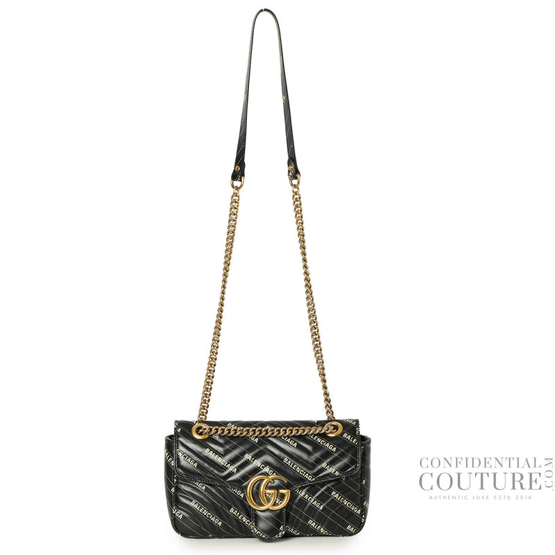 X Balenciaga Black Leather Small Gucci Marmont Shoulder Bag