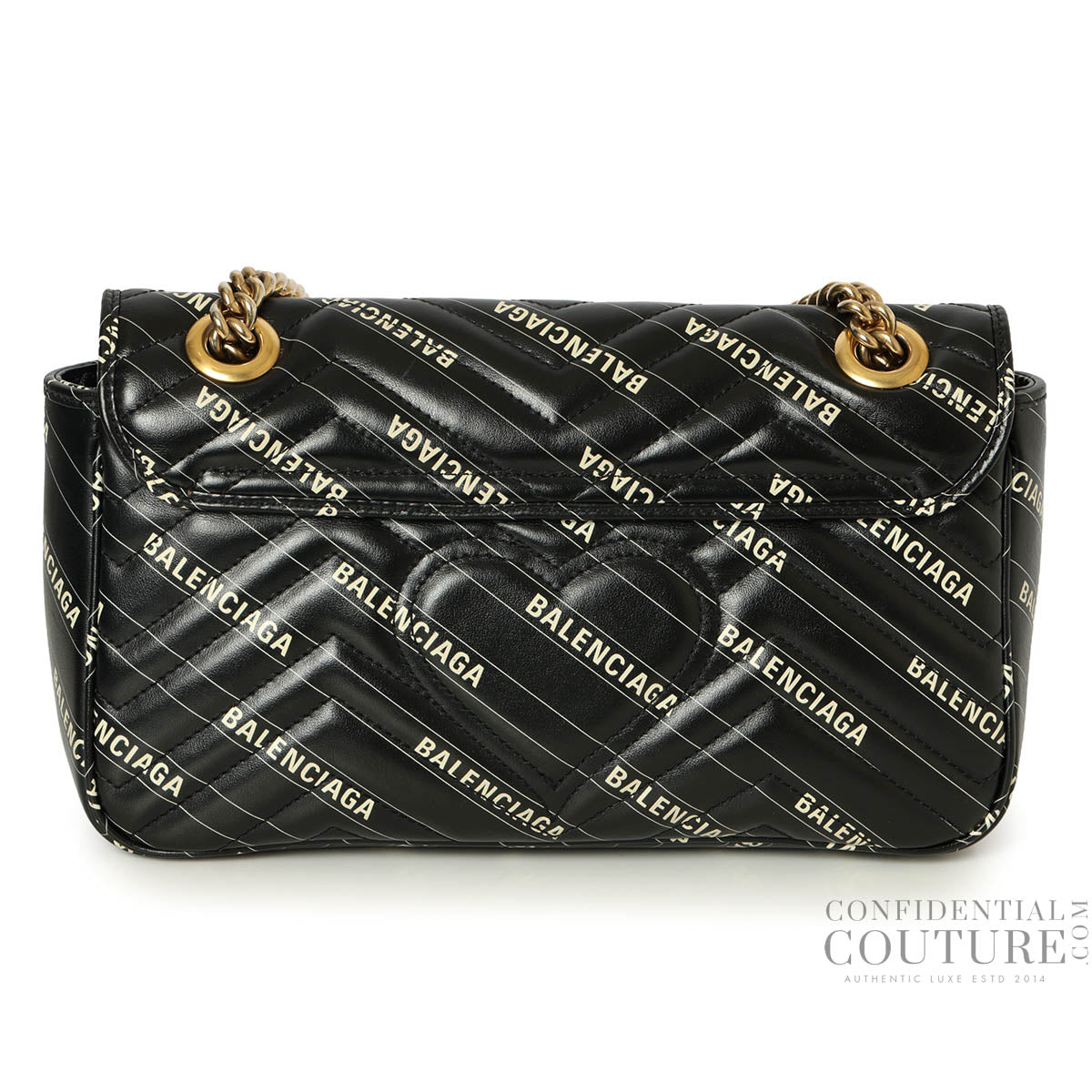 X Balenciaga Black Leather Small Gucci Marmont Shoulder Bag