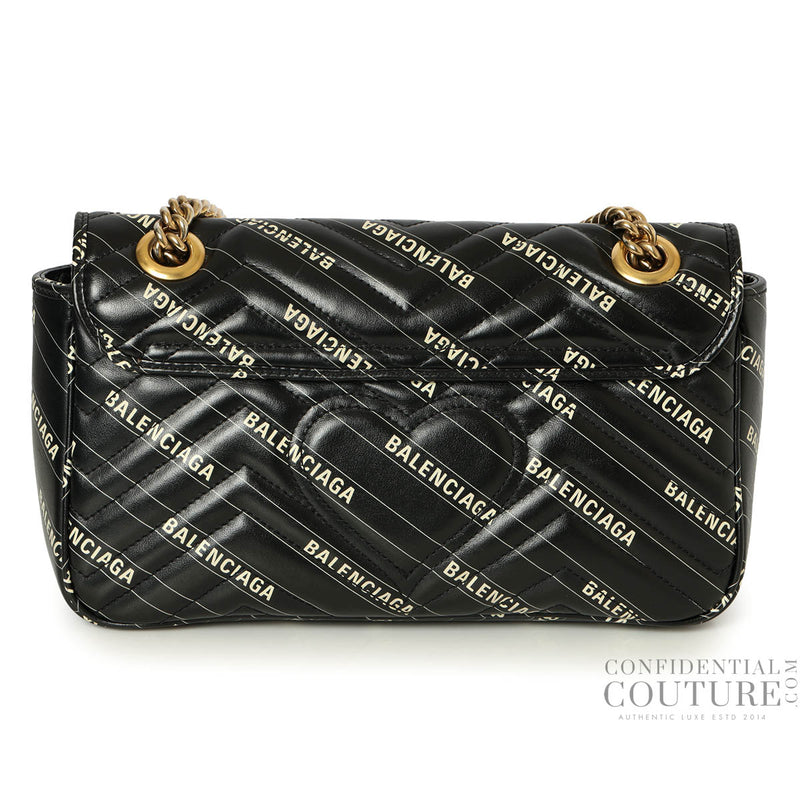 X Balenciaga Black Leather Small Gucci Marmont Shoulder Bag