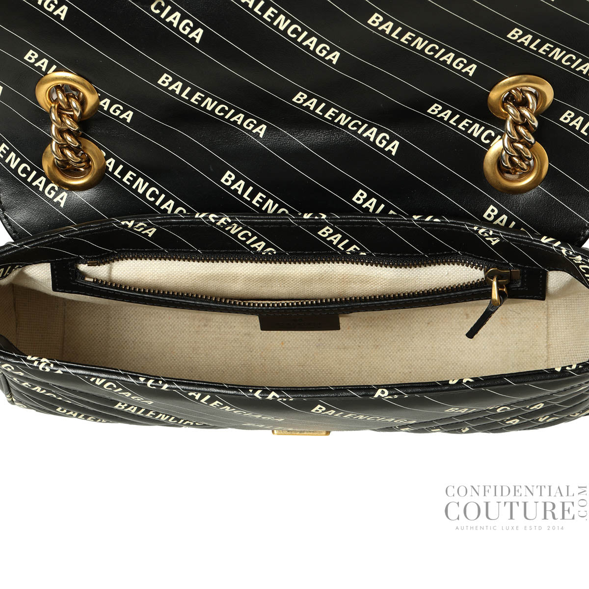 X Balenciaga Black Leather Small Gucci Marmont Shoulder Bag