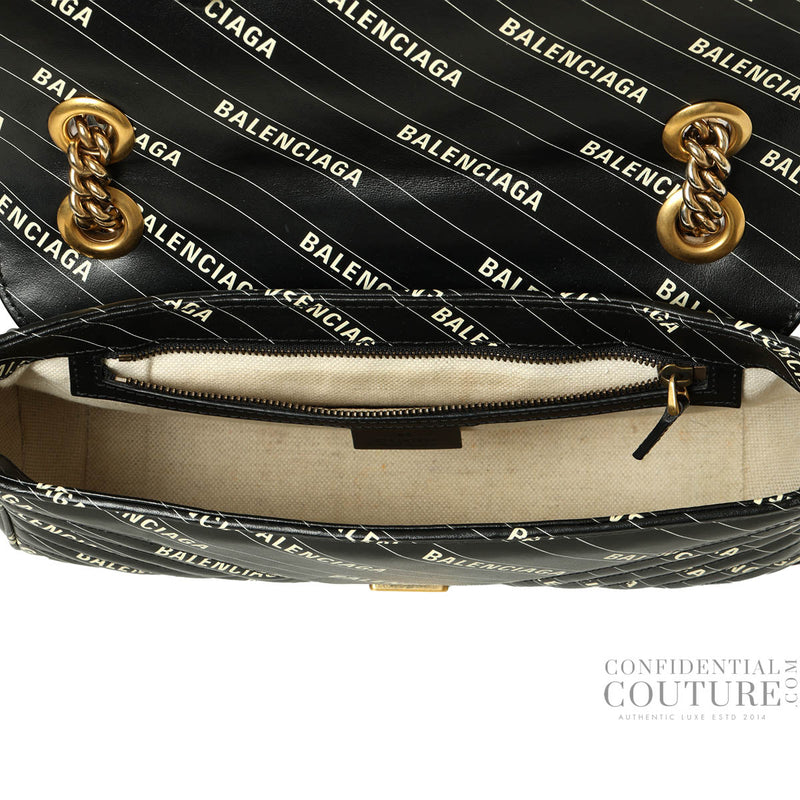 X Balenciaga Black Leather Small Gucci Marmont Shoulder Bag