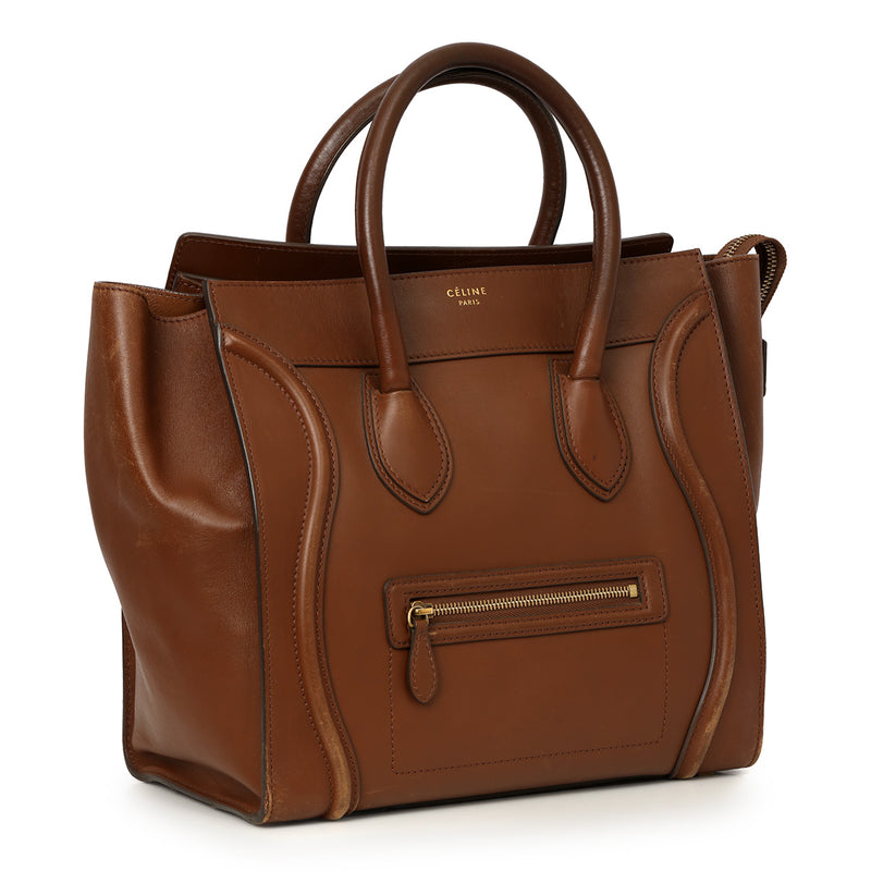 Pre loved celine luggage mini brown sienna leather tote sale