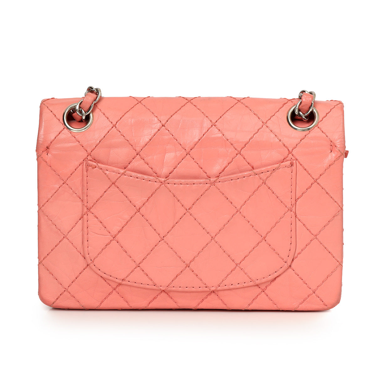 Peach Double Flap Classic Small Shoulder Bag