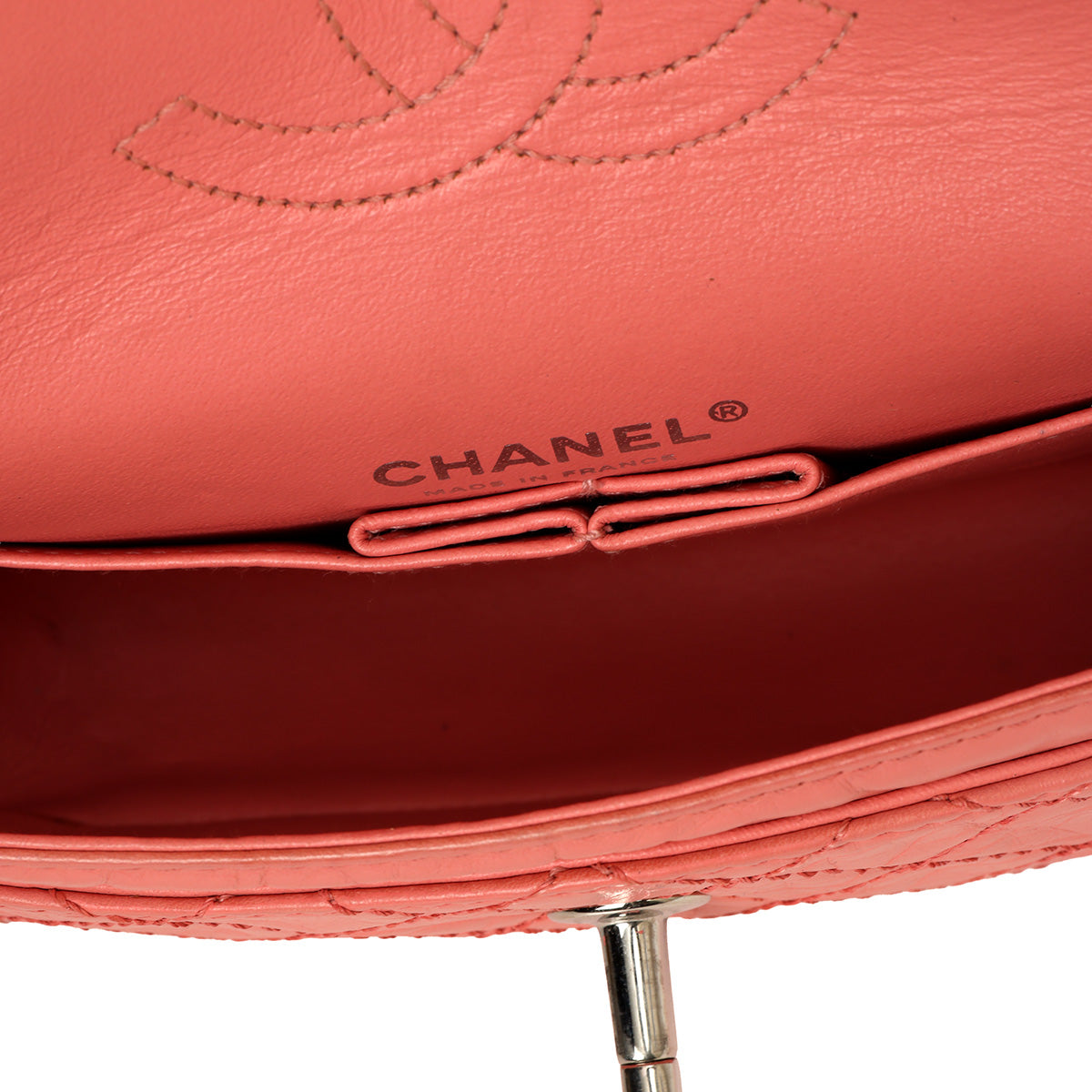 Peach Double Flap Classic Small Shoulder Bag