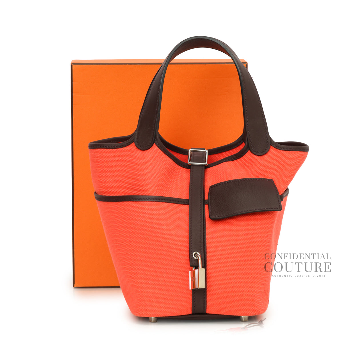 Picotin Cargo Lock 18 Rose Texas/Rouge Sellier Toile Goeland & Swift Leather Tote