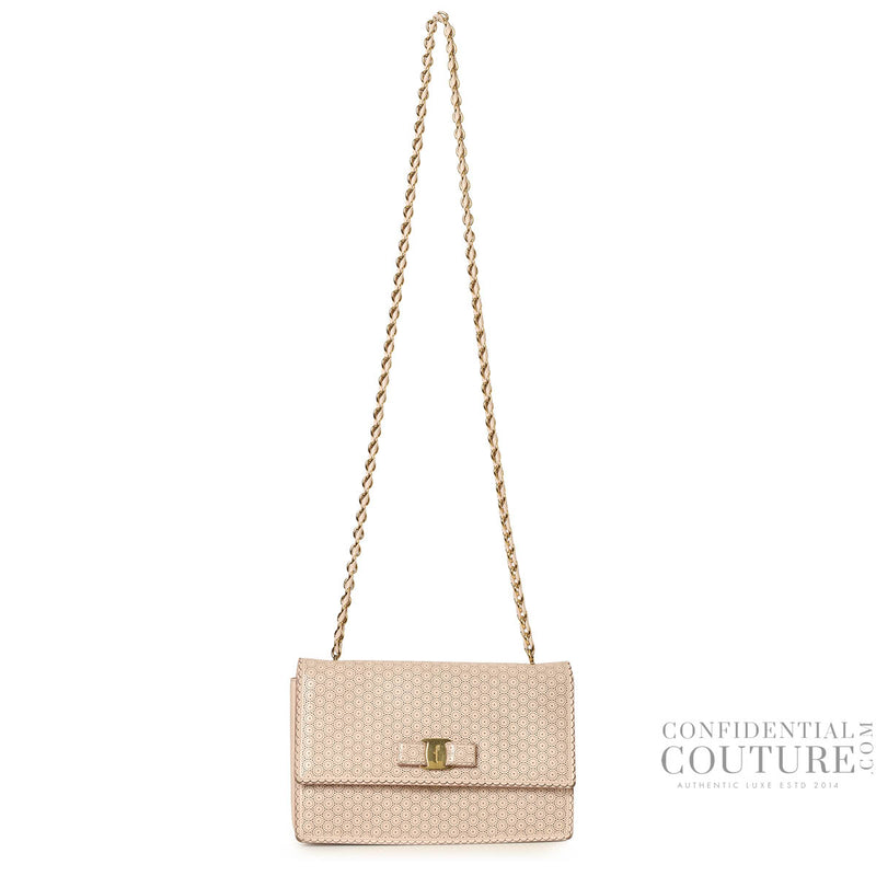 Women Salvatore Ferragamo Baby Pink Miss Vara Bow perforated leather crossbody bag