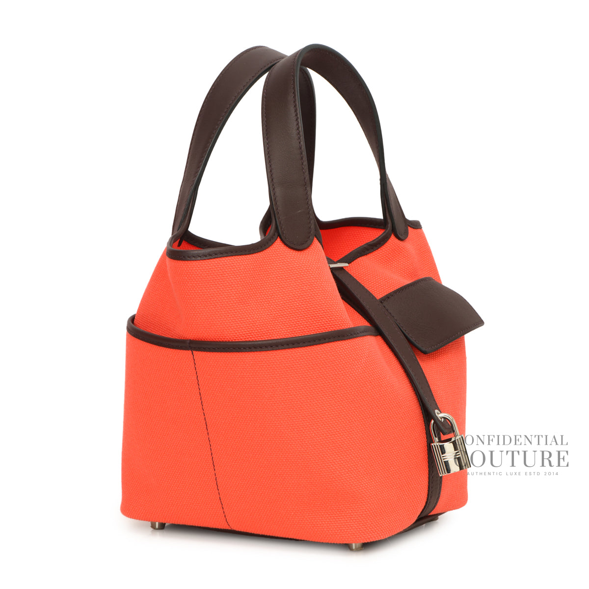 Picotin Cargo Lock 18 Rose Texas/Rouge Sellier Toile Goeland & Swift Leather Tote