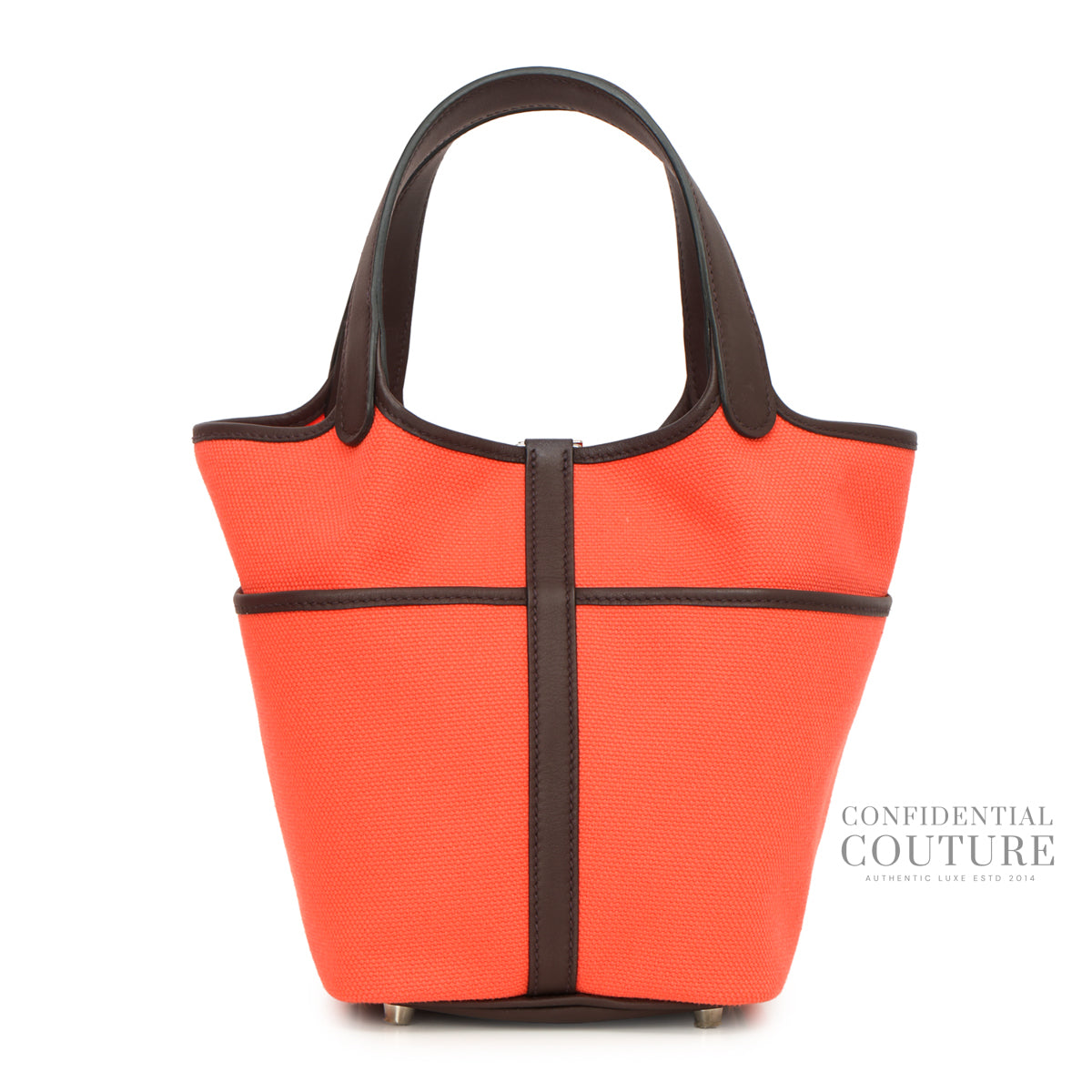 Picotin Cargo Lock 18 Rose Texas/Rouge Sellier Toile Goeland & Swift Leather Tote