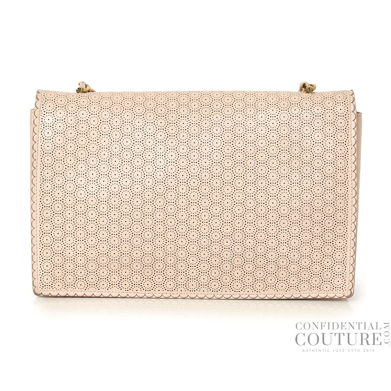 Women pre loved salvatore ferragamo baby pink miss vara bow perforated leather crossbody bag