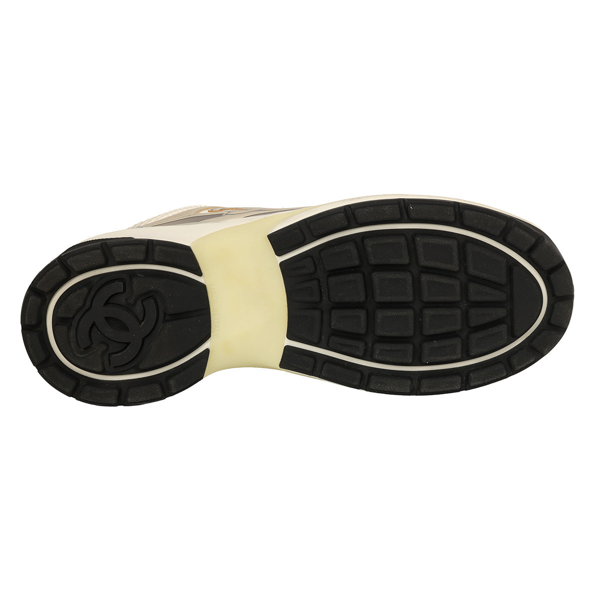 White Gold Fabric and Laminated Trainers- 41.5