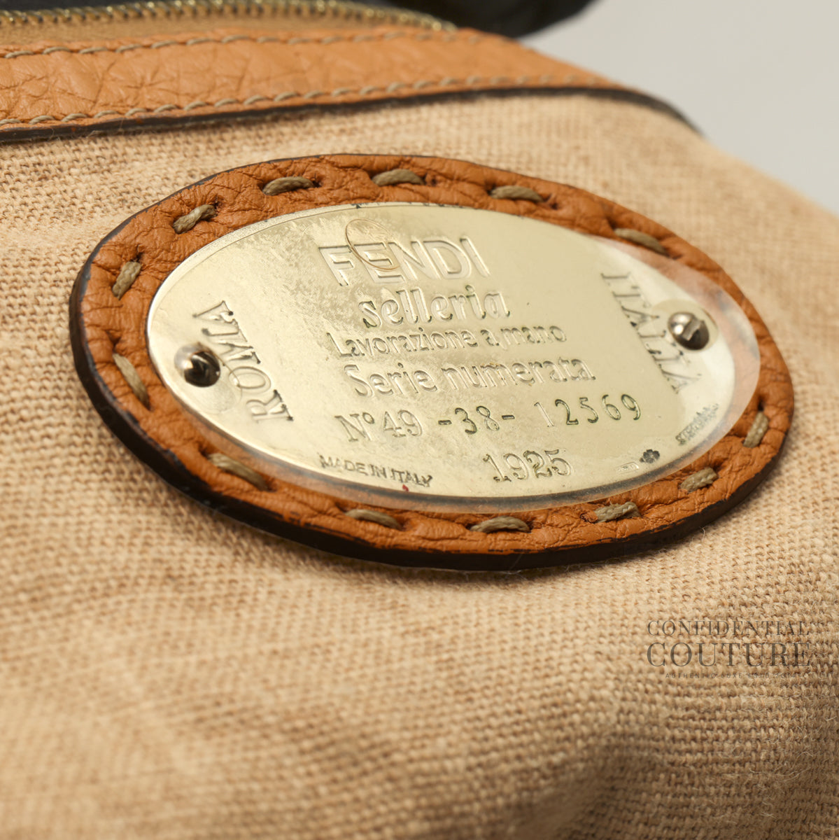 Tan and Green Belted Selleria Grand Borghese Tote Bag