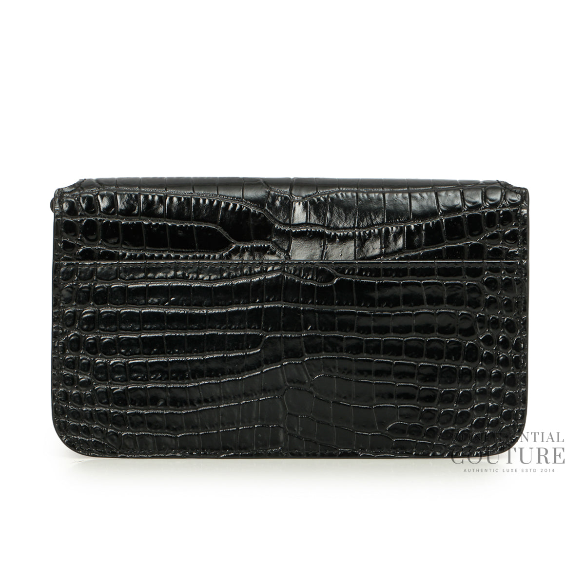 Cassandre Mini Croc-effect Black Leather Phone Pouch