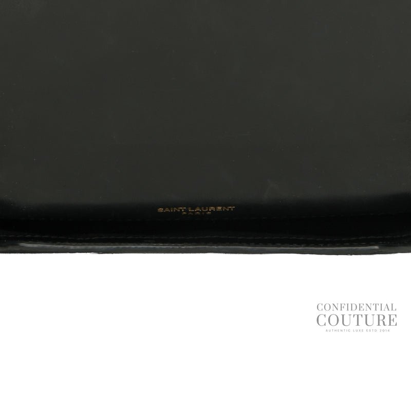 Cassandre Mini Croc-effect Black Leather Phone Pouch