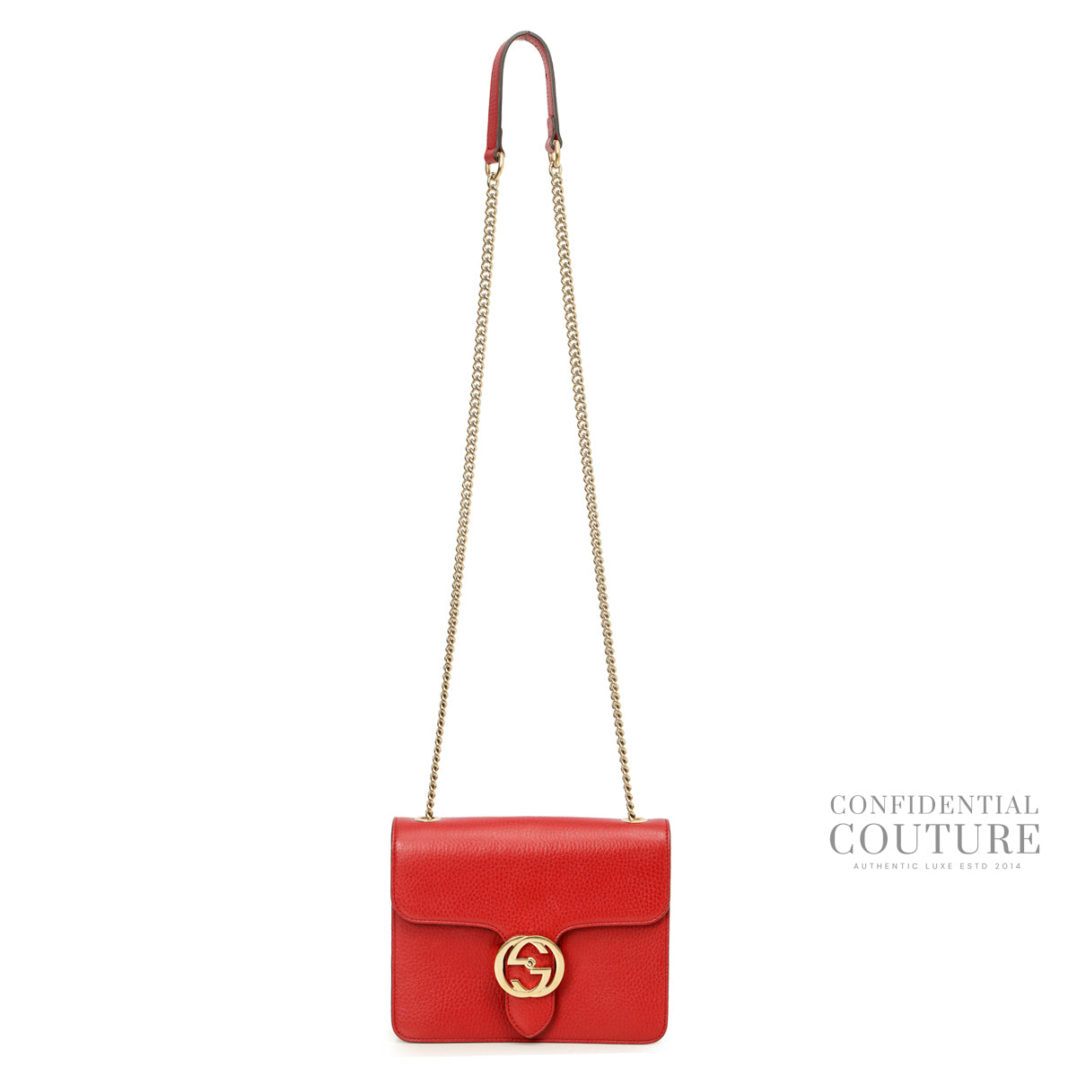 Dollar Interlocking G Red Leather Crossbody Bag
