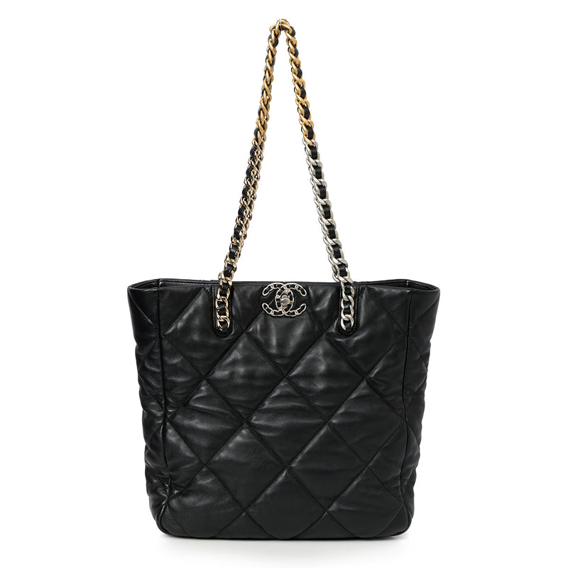 19 Black Lambskin Shopping Tote