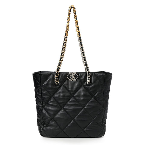 19 Black Lambskin Shopping Tote
