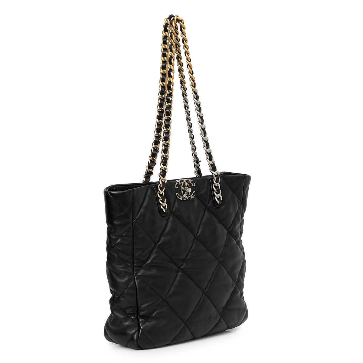 19 Black Lambskin Shopping Tote