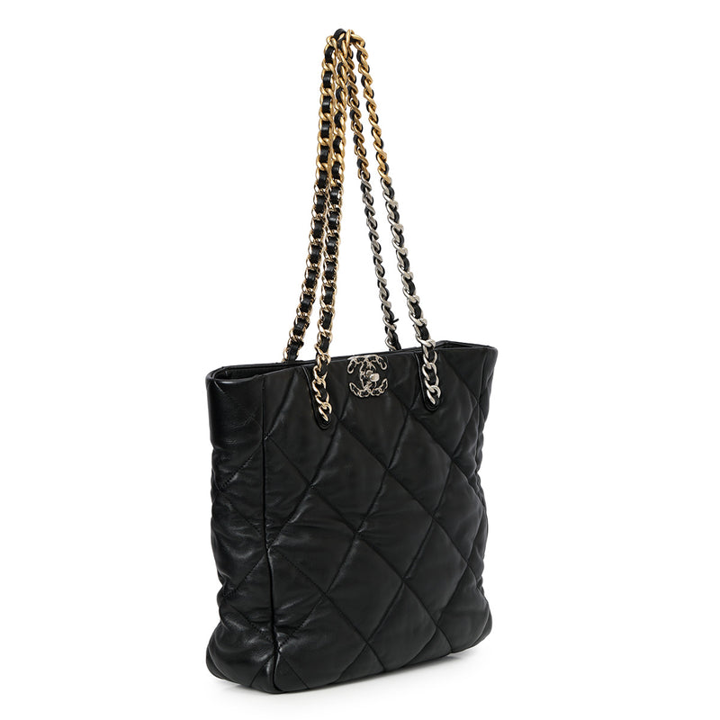 19 Black Lambskin Shopping Tote