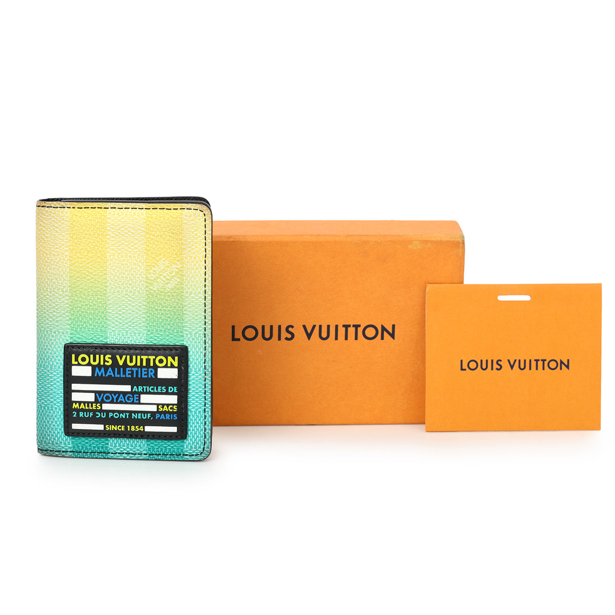 Damier Stripes Pocket Organizer Gradient Green/yellow