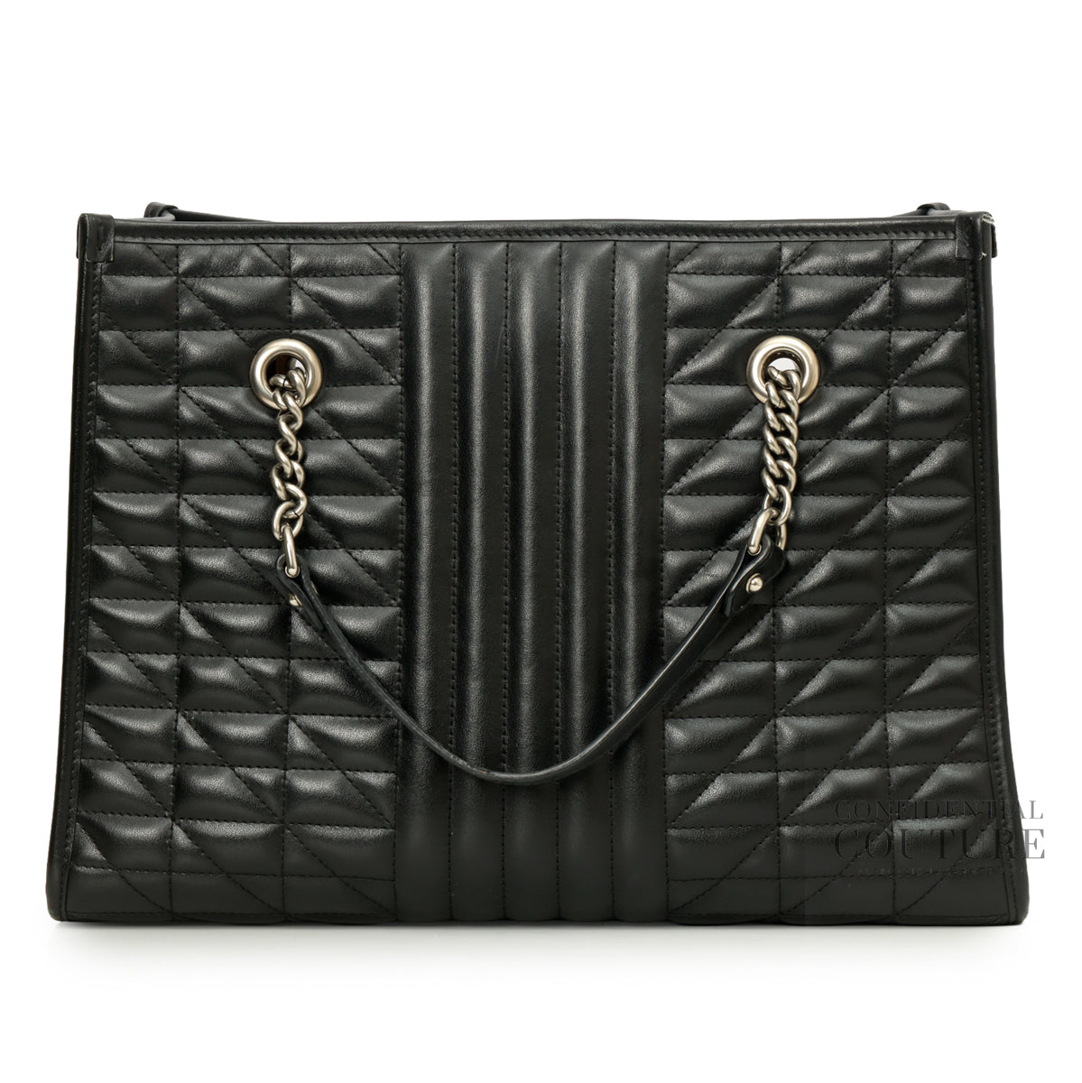 GG Marmont Matelassé Quilted Black Leather Tote Bag