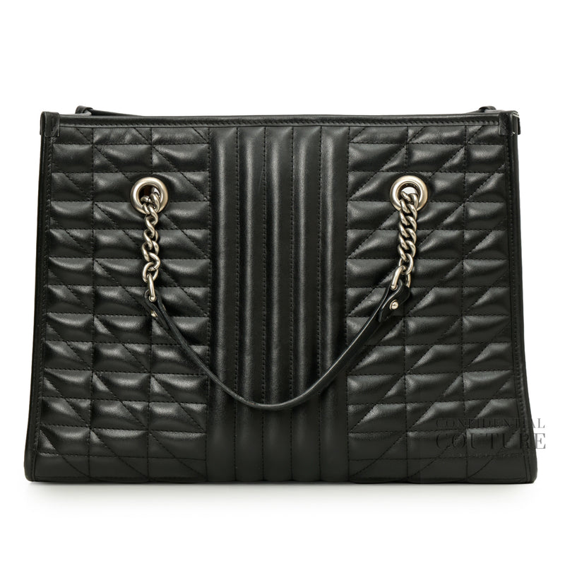 GG Marmont Matelassé Quilted Black Leather Tote Bag