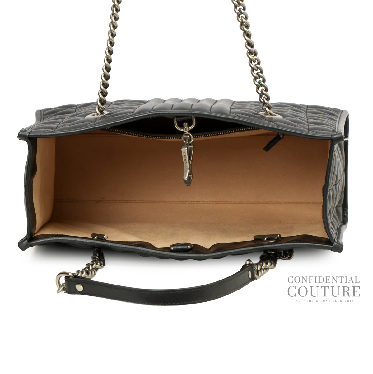 GG Marmont Matelassé Quilted Black Leather Tote Bag