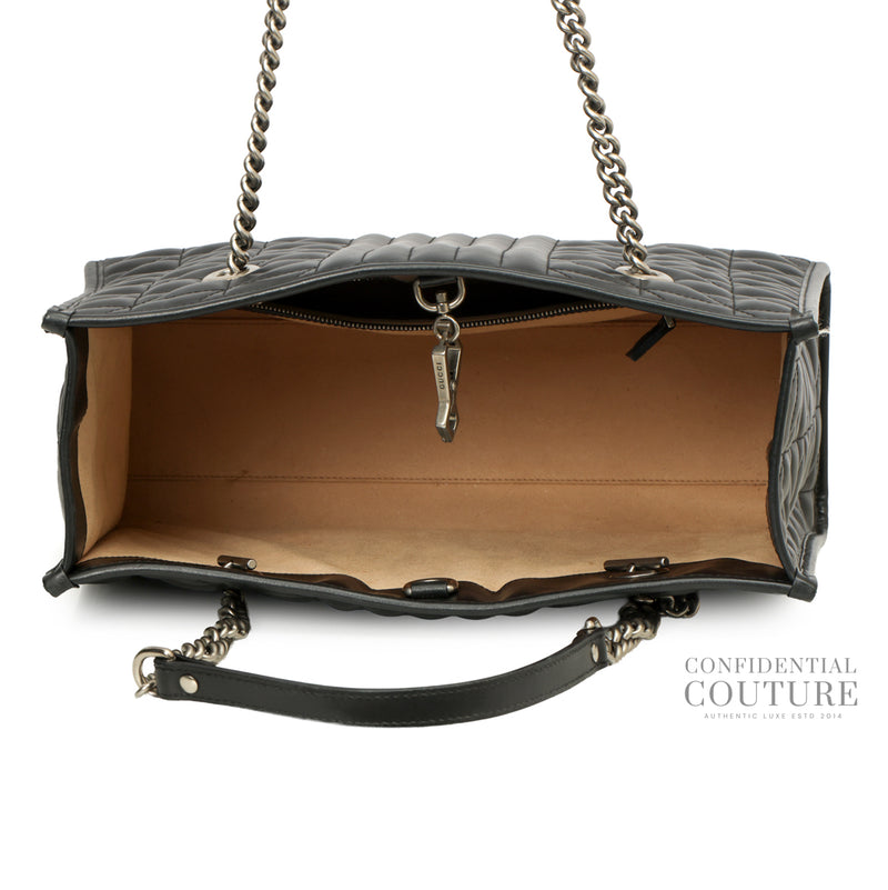 GG Marmont Matelassé Quilted Black Leather Tote Bag