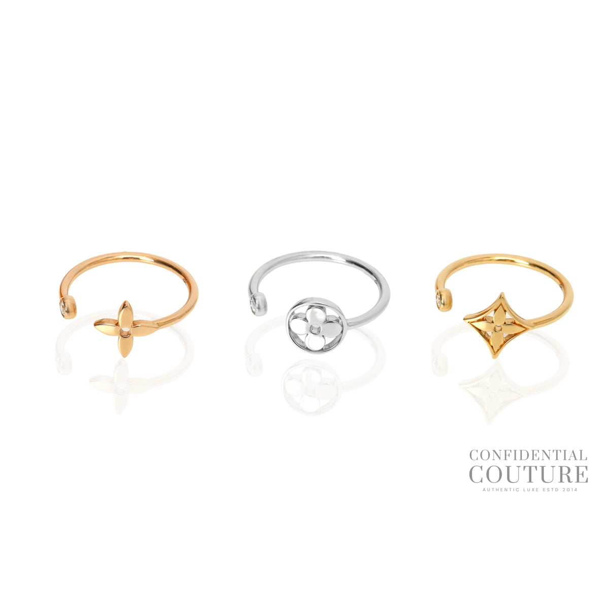 Authentic Pre-Loved — Idylle Blossom Ring, 3 Golds And Diamonds | 51 — Back View