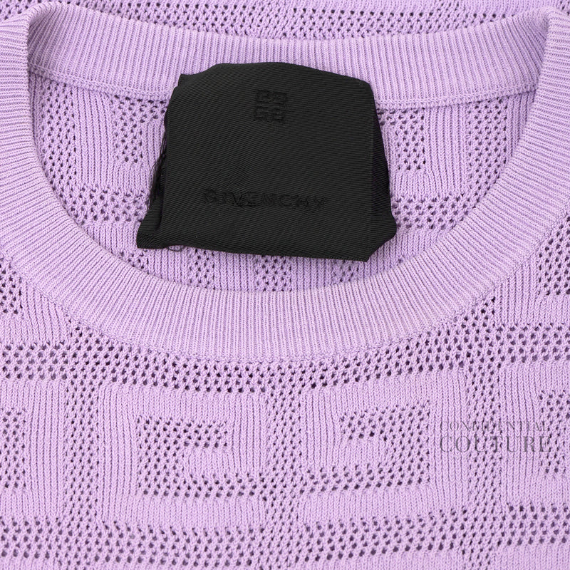 Lilac 4g Jacquard Knit Short Sleeve Sweater | S