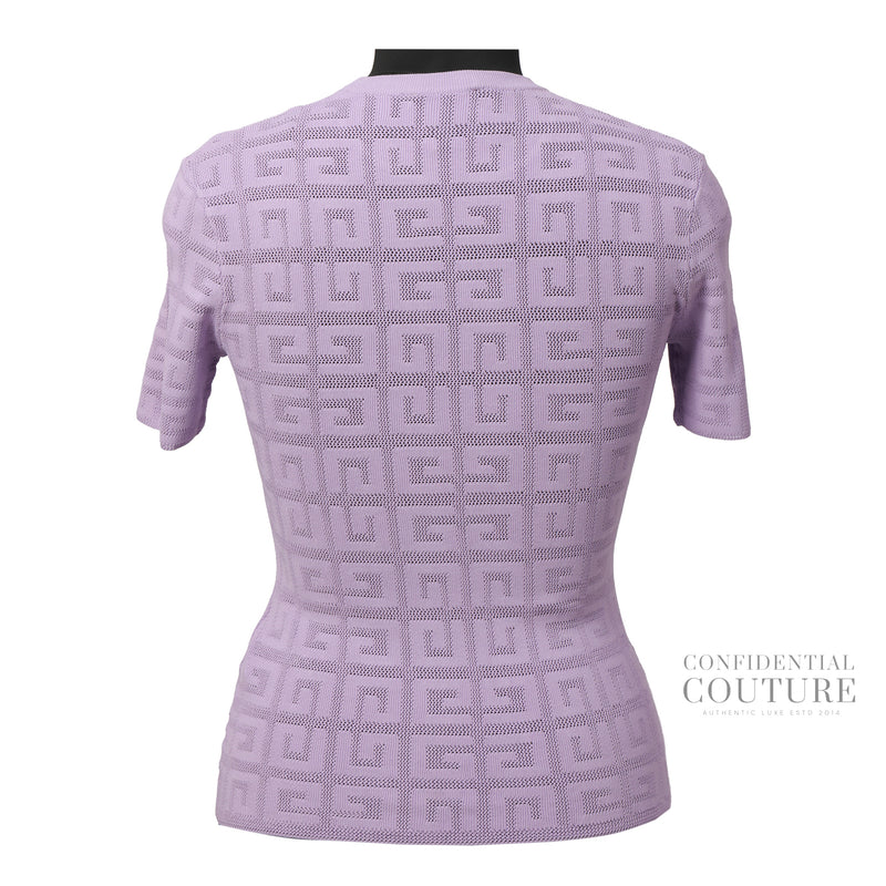 Lilac 4g Jacquard Knit Short Sleeve Sweater | S