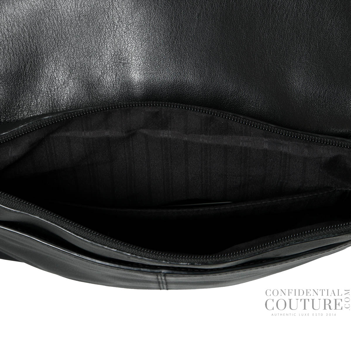 Black Leather Oxford Top Zip Flap Crossbody Bag