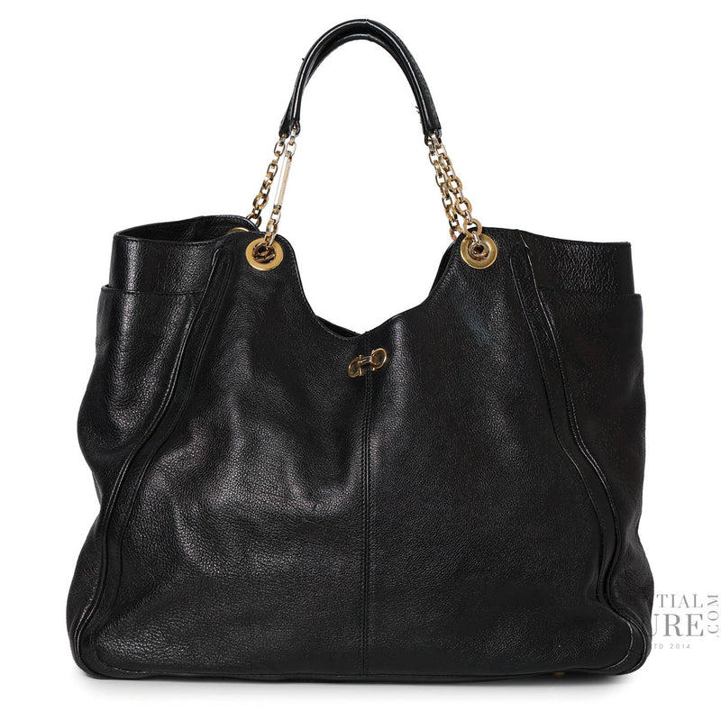 Salvatore Ferragamo Black Betulla Large Chain-Link Tote