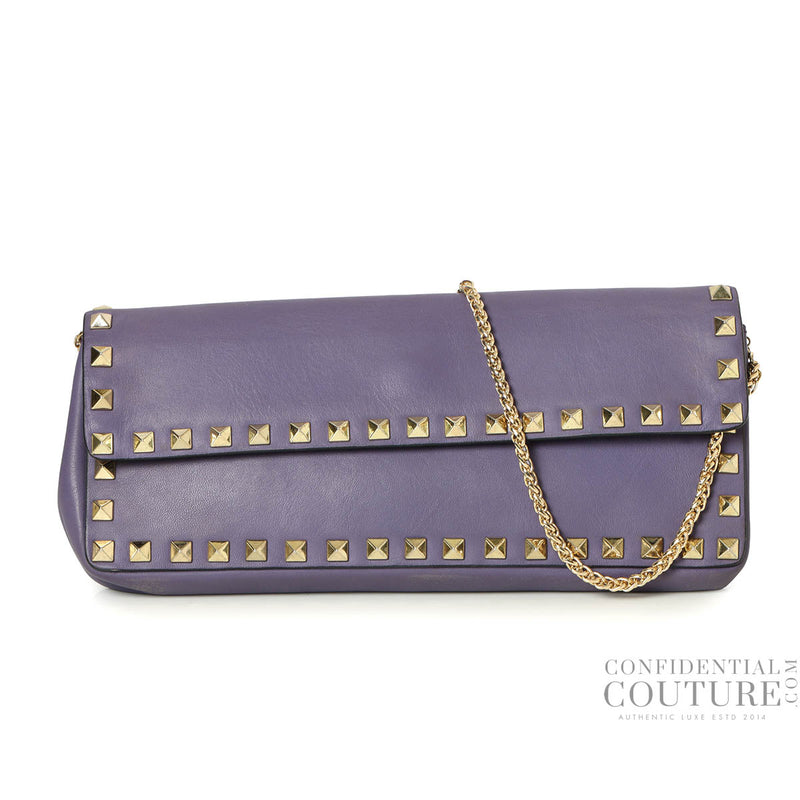 Pre-loved Valentino Garavani Purple Rockstud Wallet On Chain Bag
