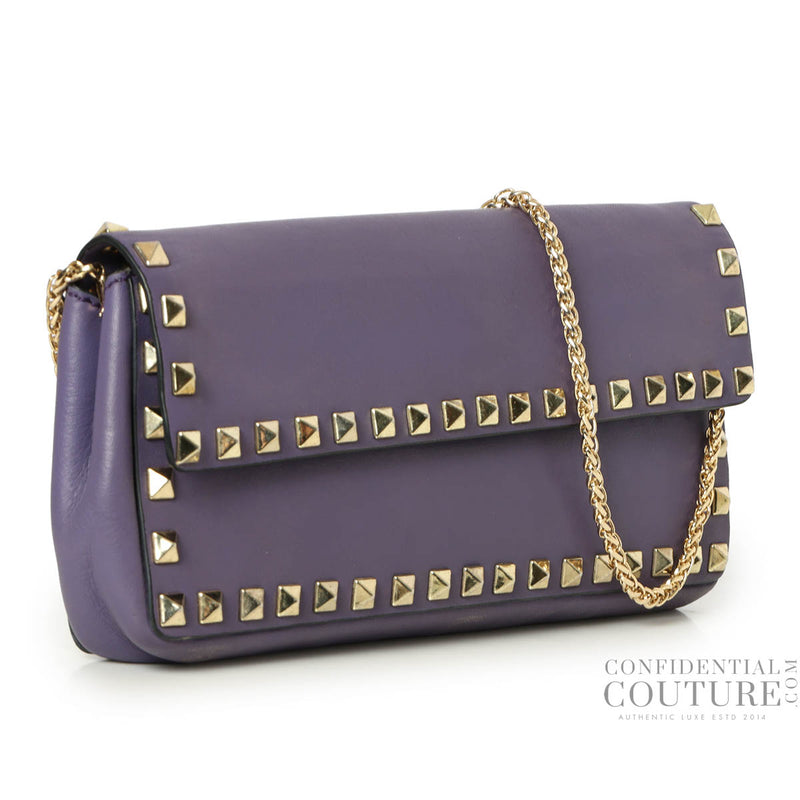 Women Valentino Garavani Purple Rockstud Wallet On Chain Bag