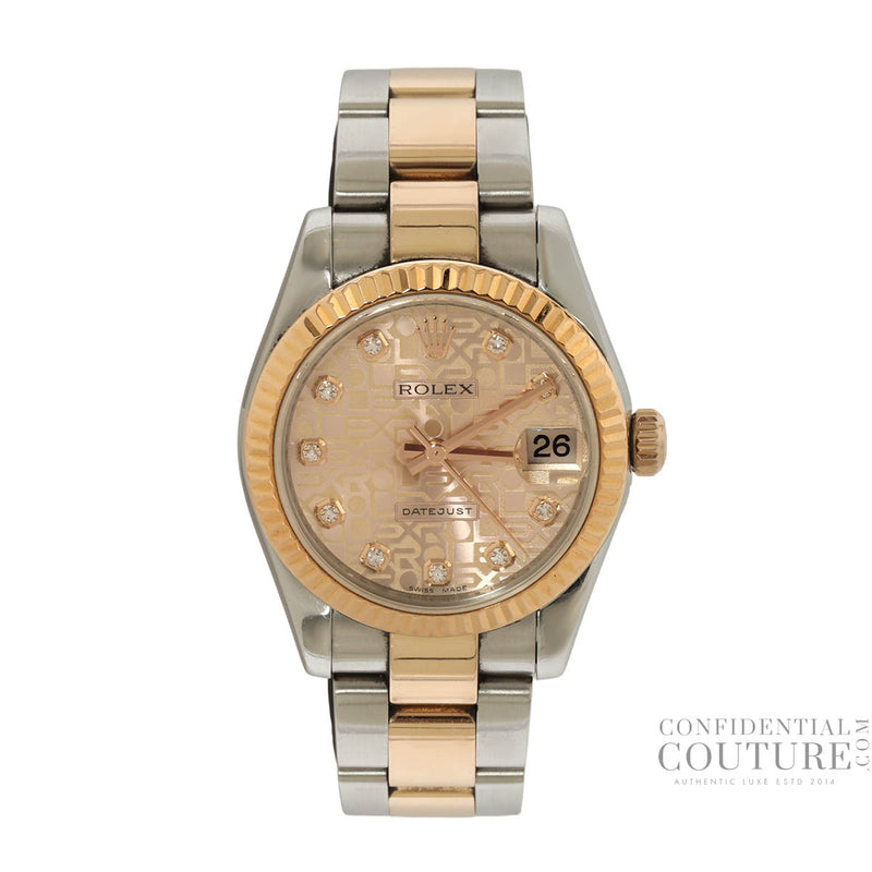 Rolex Datejust 31MM Diamond Dial 18K Rose Gold Jubilee
