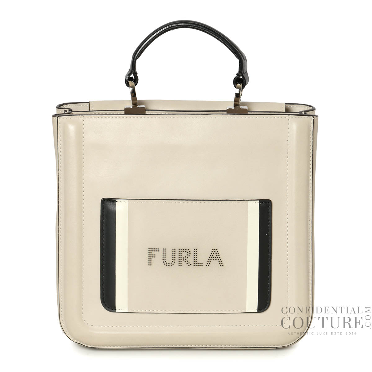Beige Leather Reale North South Convertible Tote